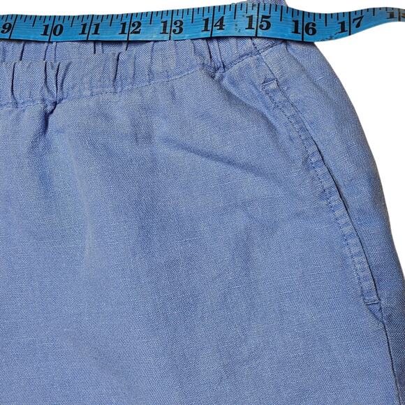 J. Jill Light Blue 100% Linen Pull-On Cropped Wide Leg Pants Size M Petite - Picture 6 of 8